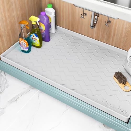TigeJoy Under Sink Mats for Kitchen Waterproof 31" x 19", Cabinet Liner