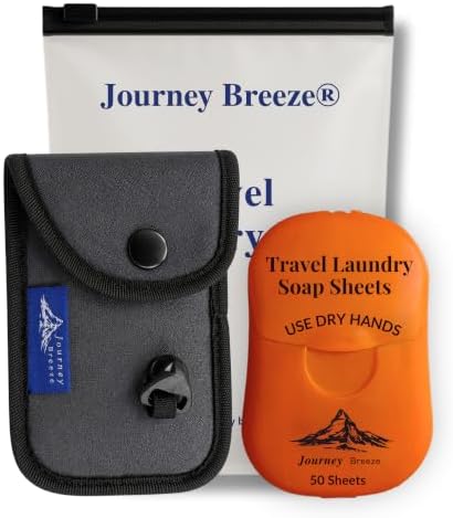 Travel Laundry Detergent Sheets and Travel Clothesline – Laundry Detergent Sheets 50-Count + Portable Clothesline for Hotels, Cruises & Camping, Compact Sink Laundry Set for Trips & Small Spaces