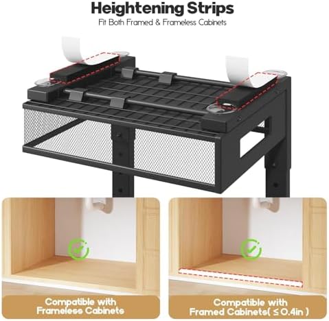 2 Packs 19IN Depth Under Sink Organizer, 2-Tier Pull Out Cabinet Organizer With Smooth Circular Rail, Large Capacity Metal Mesh Sliding Drawers For Bathroom& Kitchen Storage,Height Adjustable –Black