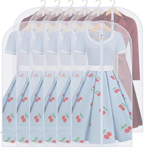 Garment Bags for Hanging Clothes (24''X48'' Set of 12) Suit Bags for Closet Storage Plastic Waterproof Suit Cover Bags with Zipper for Suit, Sweaters, Coat Protector Travel Closet Clothing