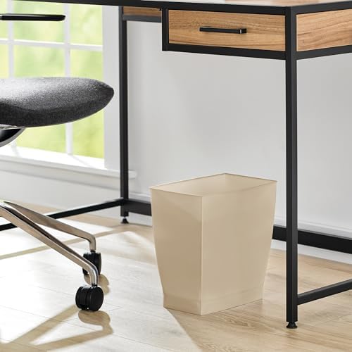 iDesign Small Plastic Bathroom Trash Can, Brown