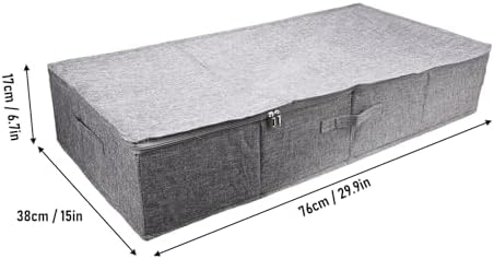 Under Bed Storage Cotton Linen Water Proof Underbed Storage Bags for Bedding Foldable Under Bed Storage Container for Clothes Socks Shoes, Gray (S)