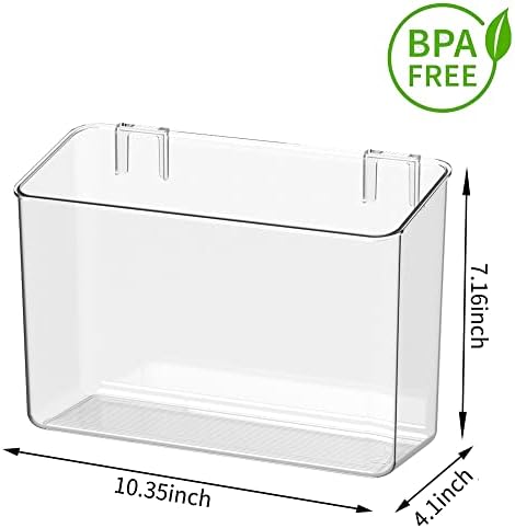 vacane 2 Pack Plastic Adhesive Mount Over Cabinet Door Organizer, Wall Organization Container Makeup Organizer Hanging Basket Bins for Kitchen, Pantry, Craft Room, Office, Space Saving Holder