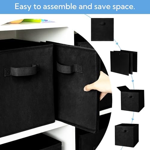 Cupic Cupid 6-Pack 11x11 Cube Storage Organizer, Collapsible Bins, Black