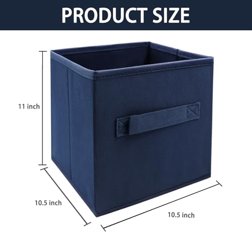 EBIGIC Storage bins collapsible storage bins,cube storage organizer （Pack of 3） 10.5 * 10.5 * 11inch，For home and office Collapsible Closet Shelf Organizers, Drawer Organizers(Blue)