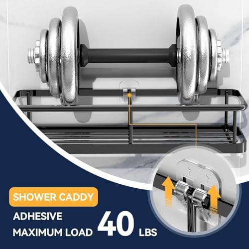 YASONIC 14-Pack Shower Caddy Adhesive Replacement - Transparent Shower Adhesive Strips, No Drilling Hooks for Bath Storage Shelves, Kitchen Racks, Basket & Soap Holder