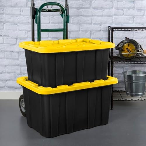 Sterilite Industrial Storage Tote with Lids for Garage, 27 Gallon, 16-Pack