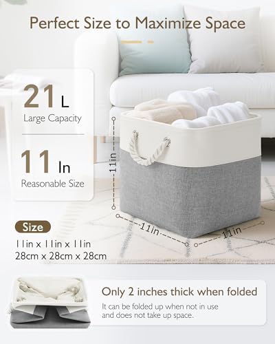 Patvingot 11-Inch Fabric Cube Storage Bins with Handles,6 Pack,Foldable
