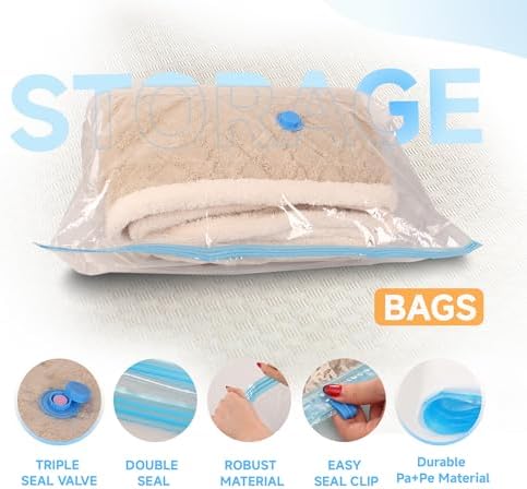 10 Pack XXL Jumbo Vacuum Storage Bags with Electric Air Pump, Space Saver Bags,Compression for Comforters and Blankets,Duvets,Pillows,Travel(47.2x35 in)