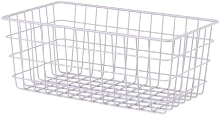 Whitmor 4 Pack Lavender Wire Storage Baskets for Organizing Office, Metal Storage for Pantry, Kitchen Bins & Freezer