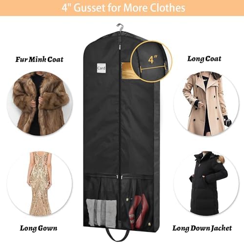 STEPONE Dress Bags for Gowns Long, 65" Dress Garment Bags for Hanging Clothes, Dress Bags for Closet Storage and Traveling, Foldable Dress Cover
