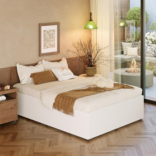 EMODA 18 Inch California King Bed Frames with White Cover