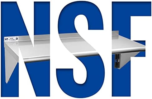 Hally Stainless Steel Shelf 14"x48" NSF Commercial Wall Mount Rack Shelving | 350LB, Metal Wall Shelves, Kitchen Racks & Shelves, Floating Shelving, Heavy Duty, for Restaurant, Kitchen, Home & Hotel