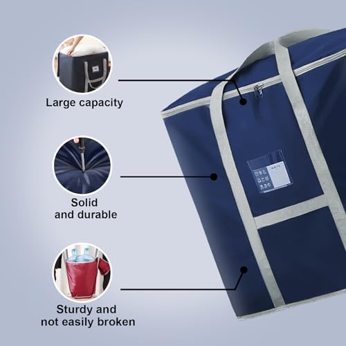 Kuber Industries Pack of 2 Storage Bag | Foldable Storage Bag | Moisture Proof Wardrobe Organizer | Underbed Storage Bag for Blanket-Clothes | Travel Moving Bag with Handle | S ZH013BU | Blue