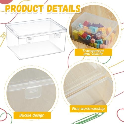 SiliFine 4 Pcs Clear Plastic Storage Bins with Lids Stackable for Toys