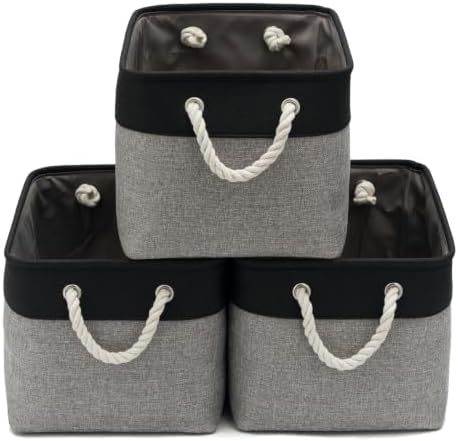 15x11x10 In Foldable Fabric Large Storage Bins with Handle 3 Pack