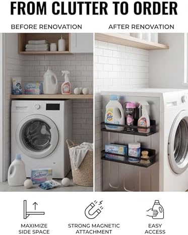 Deloban 2 Pack Magnetic Laundry Organizer [Space Saving Storage]