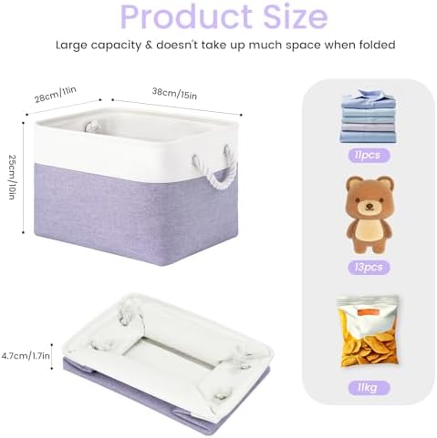 15x11x10 In Foldable Fabric Large Storage Bins with Handle 3 Pack