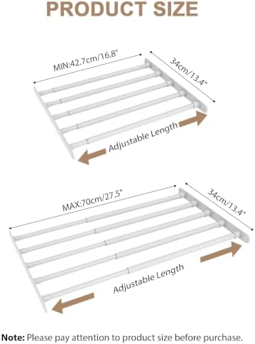 Expandable Closet Shelf, Adjustable Storage Rack, Closet Rod 16.8-27.5"