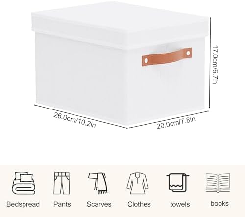 White Foldable Storage Bin,10.2×7.8×6.7 In,Shelf Basket,1-Pack
