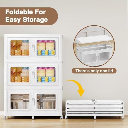 BROVIEW 220 Qt Extra Large Stackable Storage Bin with Lid, 1 Pack White