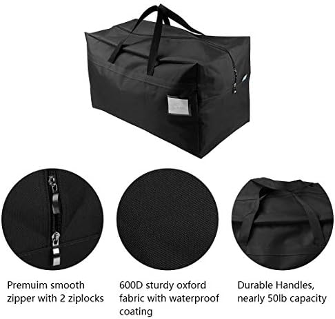 AMJ 2 Pack Extra Large Moving Bags with Zippers & Carrying Handles, Heavy-Duty Storage Totes for Space Saving, Black Moving Totes