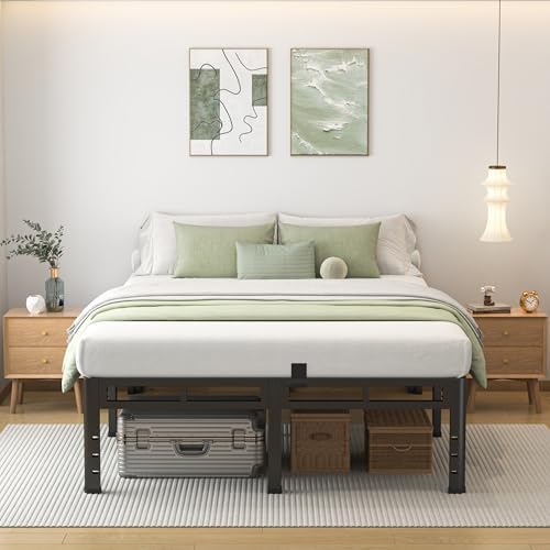 NKZ 2-in-1 King Size Metal Platform Bed Frame, 16 Inch Heavy Duty Bed Base