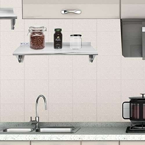Hally Stainless Steel Shelf 12"x36" NSF Commercial Wall Mount Rack Shelving | 250LB, Metal Wall Shelves, Kitchen Racks & Shelves, Floating Shelving, Heavy Duty, for Restaurant, Kitchen, Home & Hotel