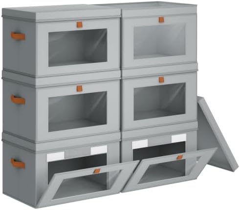 Homsorout Storage Bins with Lids - Closet Organizer with Front Opening