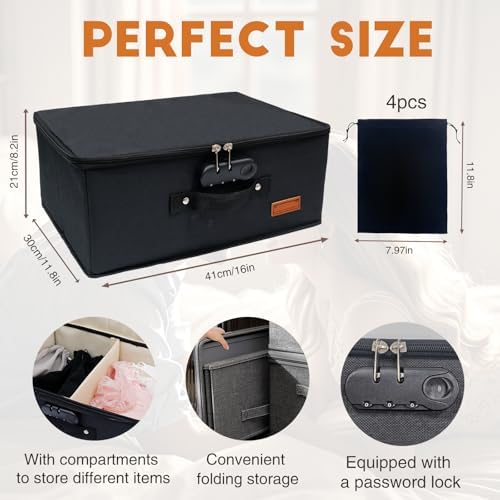 Lockable Game Toy Storage Bag Organizer 16 x 11.8 x 8.2 Inch, Matte Black