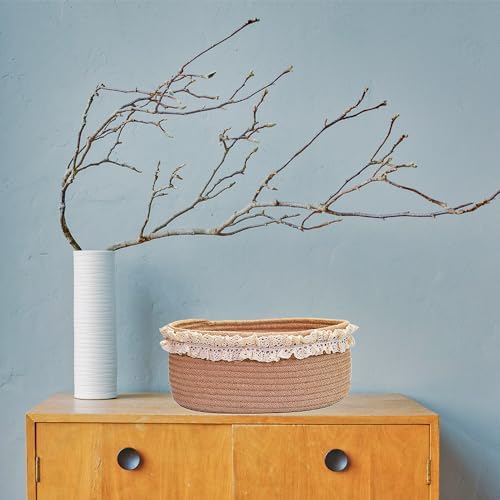 Basket for Gifts Empty, Small Brown Storage Basket for Shelves