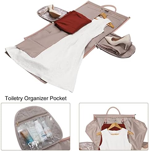 Modoker 2-in-1 PU Leather Garment Duffle Bag with Shoulder Strap, Pink