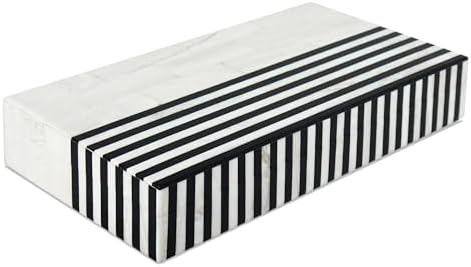 Handicrafts Home Large Decorative Storage Box with Lid – Black White Modern Storage Box, Remote Control Organizer for Coffee Table, Console & Living Room Decor – Mono Lead 12 x 6 x 2