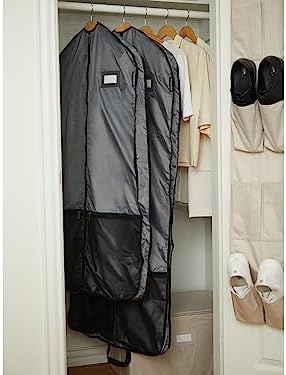 Covermates Deluxe Garment Bag Set for Closet Storage & Travel – Heavy Duty Hanging Suit & Dress Bags with ID Window, Accessory Pockets & Carrying Handles – Premium Wardrobe Protection, Grey