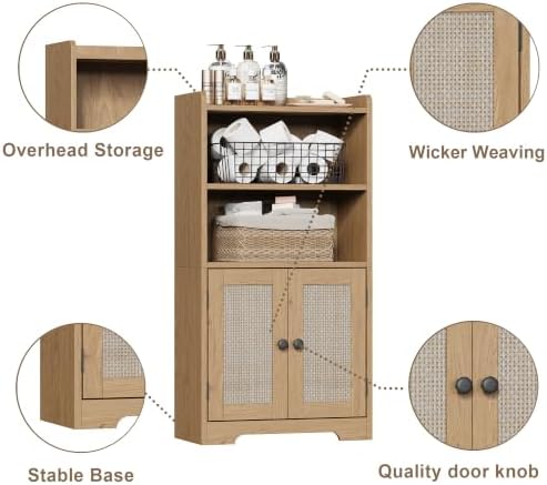 ChooChoo Small Bathroom Storage Cabinet with 2 Door and Shelves