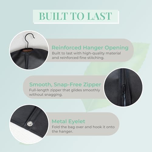 4-Pack Breathable Garment Bags for Hanging Clothes – Dust-Proof Suit & Dress Covers with Clear Window – Waterproof, Foldable Closet Storage Organizer for Coats, Gowns, and Jackets (Black, 40")