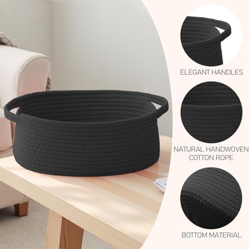 JMvicyroam Small Woven Basket, Empty Gift Basket, Black/2 Pack