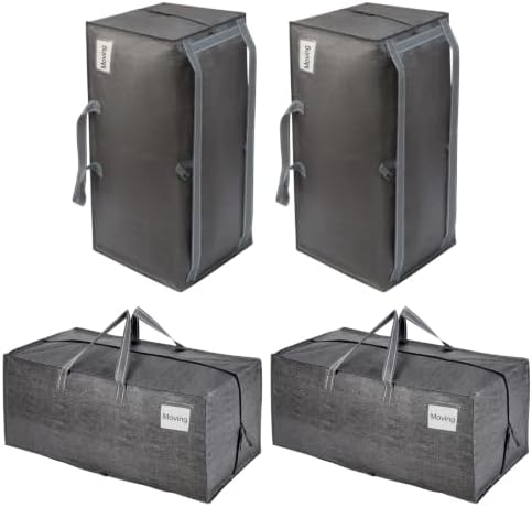 VENO 4 Pack Heavy Duty Moving Bags with Backpack Straps, Zippers & Handles, Extra Large Packing Bags for College Dorm Essentials, Moving Supplies Alternative to Cardboard Moving Boxes