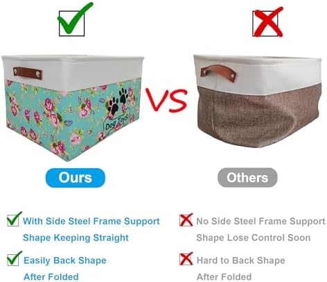 Large Dog Toy Basket Foldable Dog Toy Box Dog Toy Bin for Pet Chew Toys Accessory