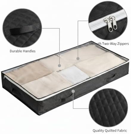 Multipurpose Under Bed Storage Bag, Foldable Polyester Bin with Handles for Clothes and Linens, 39.4 x 19.7 x 5.9 Inches (1 Pack)