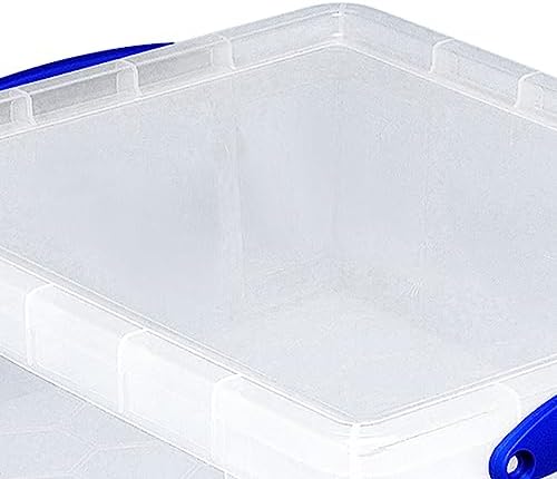 Really Useful Box Stackable 8.1 Liter Plastic Storage Container Bin with Snap Lid & Built-in Clip Lock Handles for Home & Office Organization (3 Pack)