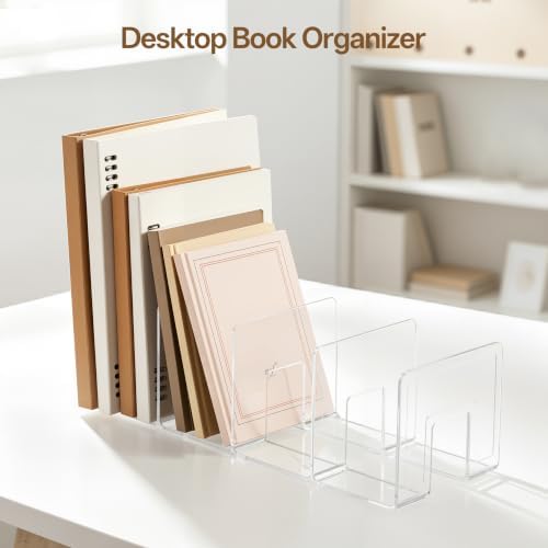 HBlife Widened 3.94 Inch Clear Acrylic Kids Shoe Rack for Closet Organizers and Storage, Small Shoe Rack 4 Sections Toddler Baby Shoe Storage Organizer Shelf, Desk File Book Purse Organizer (2 Pack)