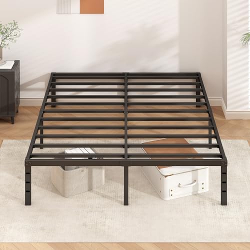 HLIPHA Metal Platform Bed Frame 18 Inch Tall,No Box Spring Needed,Full Size Bed with Heavy Duty Strong Support Slats,Easy to Assemble,Black