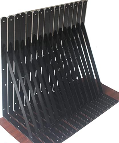 24 Pack L16 x H 10" Black Heavy Duty Shelf Brackets with Screws Metal Shelf Brackets Shelf Support Angle Brackets for Shelves L Brackets Heavy Duty Floating Shelf
