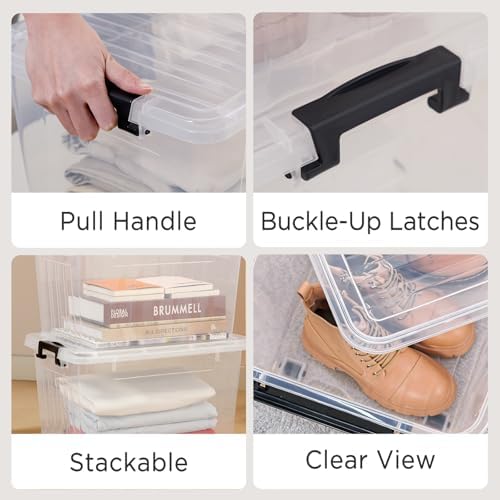 Citylife 22 Quart Clear Plastic Storage Bins with Lids 6-Pack