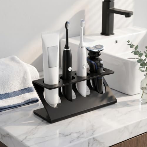 TKLNLQ Bathroom Sink Toothbrush Holder (Black) | It's perfect for holding all kinds of electric toothbrushes, makeup brushes, razors, and stuff like that.