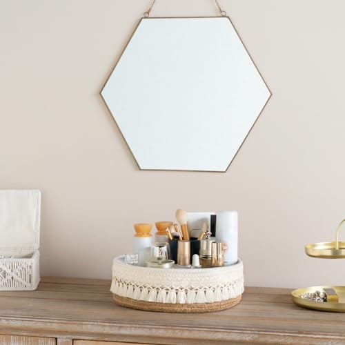 Mkono Makeup Perfume Organizer, Boho Decor Macrame Storage Basket