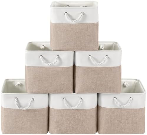 13x13 Inch Foldable Fabric Cube Storage Bins with Handles 6 Pack