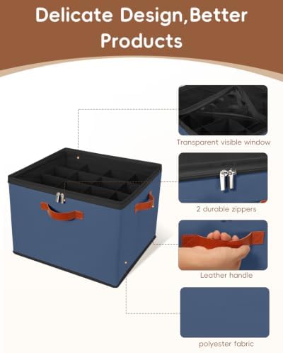 3 Pack Foldable Shoe Storage Bin Clear Lid Organizer for Entryway,Navy Blue