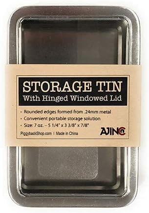 Blank Empty Survival Kit Tin Storage Cases - Rectangular Metal Tin Box with Clear Window Hinged Lid 5.38" x 3.5" x .9" (1 Tin)